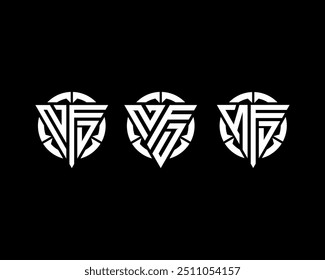 FITNES INITIAL vector icon silhouette logo template