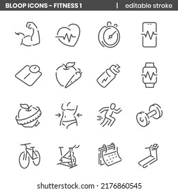 Fitness 1 - Bloop Editable Stroke, Line Icons.