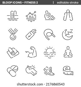 Fitness 2 - Bloop Editable Stroke, Line Icons.