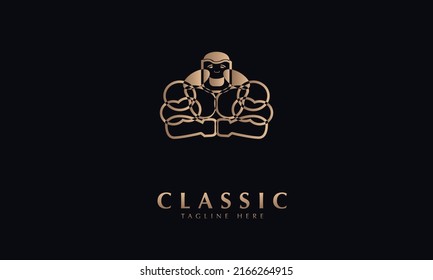 Fitness abstract icon silhouette vector monogram logo template