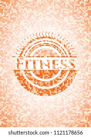 Fitness abstract orange mosaic emblem