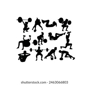  Fitness Activity Silhouettes, art vector design
