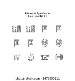 Fitness activity simple line icon design gym center vector illustration
