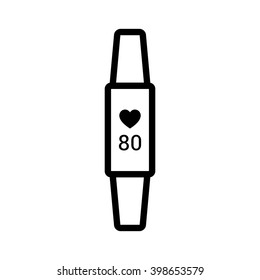 Fitness activity tracker with heartbeat monitor line art vector icon for apps and websites