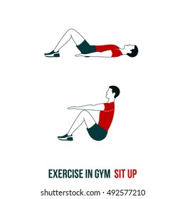 Fitness, Aerobic and workout exercise in gym. Vector set of workout icons in flat style isolated on white background.