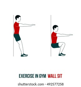 Fitness, Aerobic and workout exercise in gym. Vector set of workout icons in flat style isolated on white background.