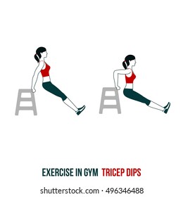 Fitness, Aerobic and workout exercise in gym. Vector set of workout icons in flat style isolated on white background.