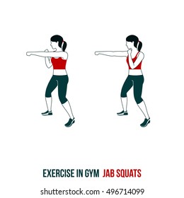 Fitness, Aerobic and workout exercise in gym. Vector set of workout icons in flat style isolated on white background.