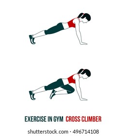 Fitness, Aerobic and workout exercise in gym. Vector set of workout icons in flat style isolated on white background.