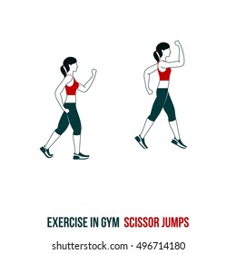 Fitness, Aerobic and workout exercise in gym. Vector set of workout icons in flat style isolated on white background.