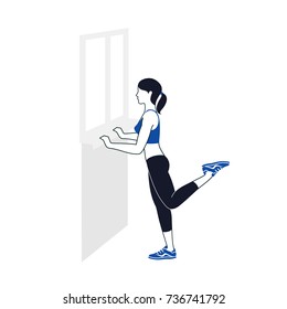 Fitness, Aerobic and workout exercise in gym. Vector set of workout icons in flat style isolated on white background.