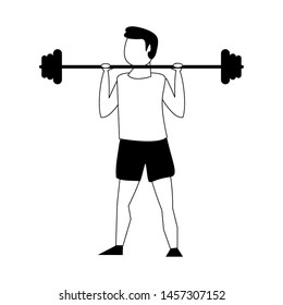 Fitness afroamerican man lifting weights avatar vector illustration graphic design