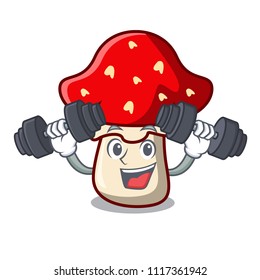 Fitness amanita mushroom character cartoon