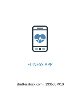 fitness app concept 2 colored icon. Simple blue element illustration. fitness app concept symbol design. Can be used for web and mobile UI/UX
