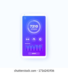 Fitness app mobile ui design on phone screen
