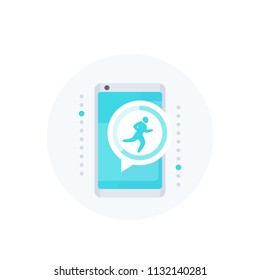 Fitness app notification, activity tracker vector icon