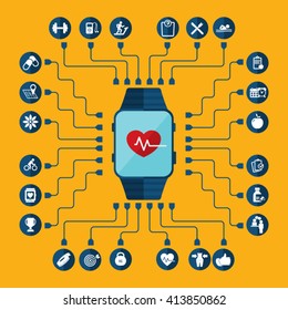 Fitness app on the screen of smart watch