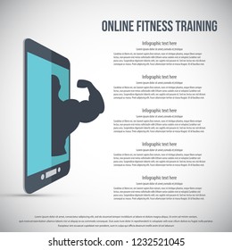 Fitness app - online fitness training application, flat design vector illustration
