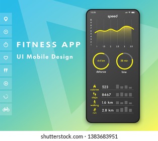 Fitness app. Parameter monitor. UI design concept with web elements.