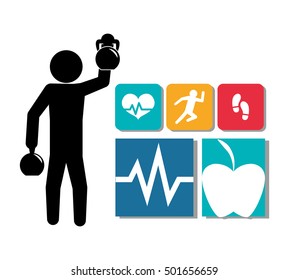 fitness app technology icons vector illustration design