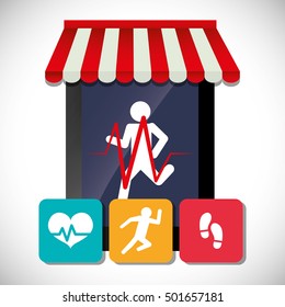 fitness app technology icons vector illustration design