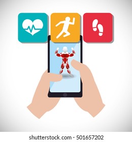 fitness app technology icons vector illustration design