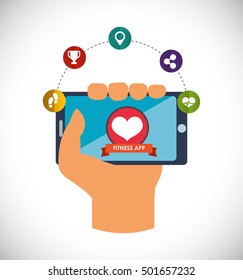 fitness app technology icons vector illustration design