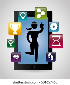 fitness app technology icons vector illustration design