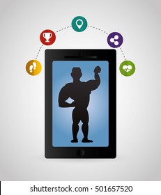 fitness app technology icons vector illustration design