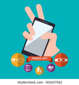 fitness app technology icons vector illustration design