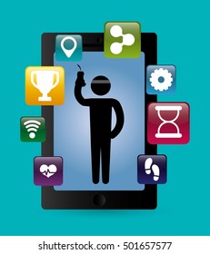 fitness app technology icons vector illustration design