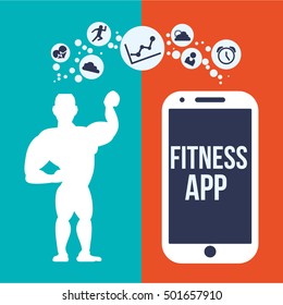 fitness app technology icons vector illustration design