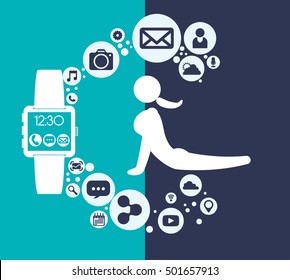 fitness app technology icons vector illustration design