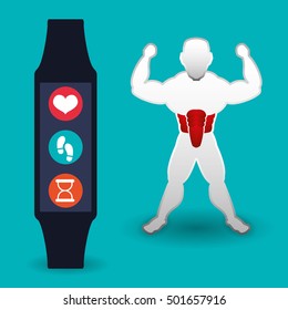 fitness app technology icons vector illustration design