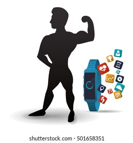 fitness app technology icons vector illustration design