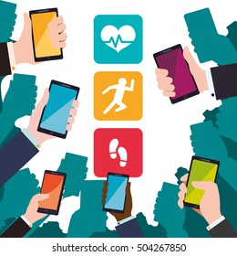 fitness app technology icons vector illustration design