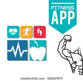 fitness app technology icons vector illustration design