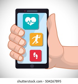 fitness app technology icons vector illustration design