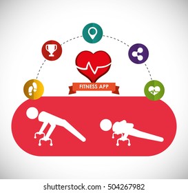 fitness app technology icons vector illustration design