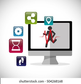 fitness app technology icons vector illustration design
