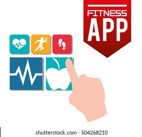 fitness app technology icons vector illustration design