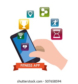 fitness app technology icons vector illustration design