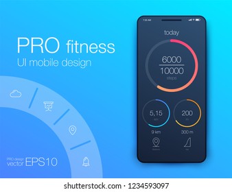 Fitness app. Ui ux design. UI design concept with web elements of workout application for mobile