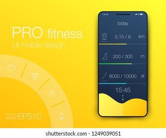 Fitness app. Ui ux design. UI design concept with web elements of workout application for mobile
