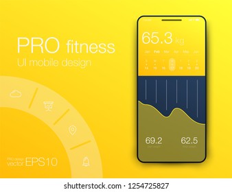 Fitness app. Ui ux design. UI design concept with web elements of workout application for mobile