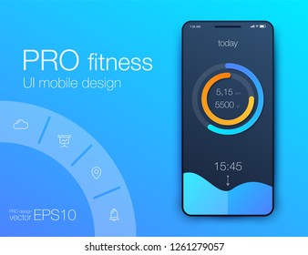 Fitness app. Ui ux design. UI design concept with web elements of workout application for mobile