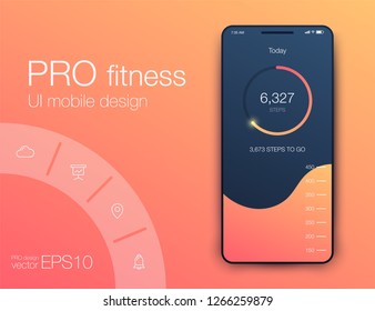 Fitness app. Ui ux design. UI design concept with web elements of workout application for mobile