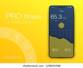 Fitness app. Ui ux design. UI design concept with web elements of workout application for mobile