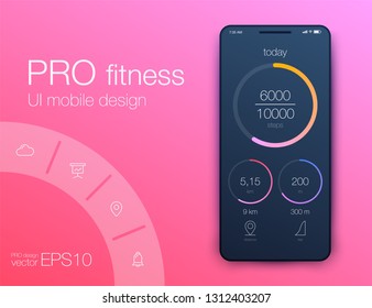 Fitness app. Ui ux design. UI design concept with web elements of workout application for mobile