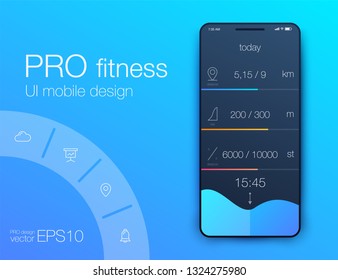 Fitness-App. UiUx-Design. UI-Design-Konzept mit Web-Elementen der Workout-Anwendung für mobile Geräte